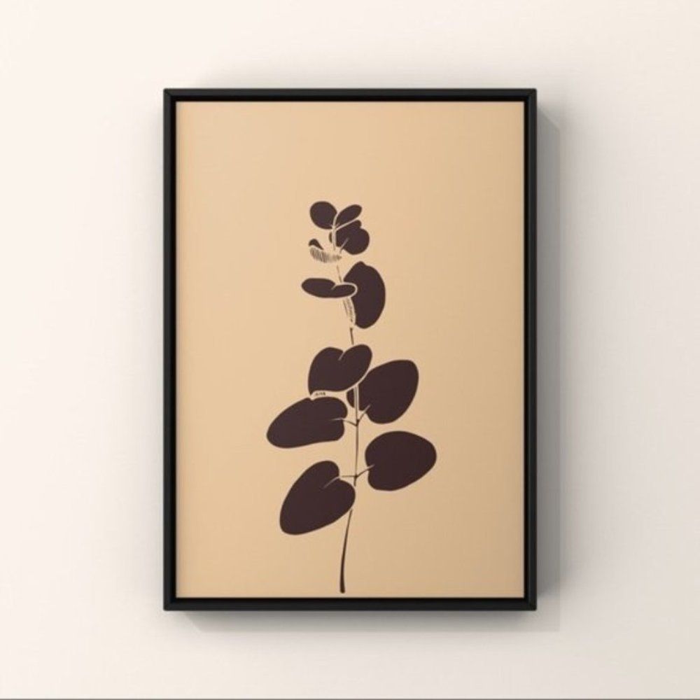 Modern minimalist stem with leave abstract art